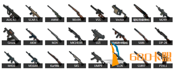dnf卡盟辅助绝地求生枪械列表大全 28种枪械选择攻略